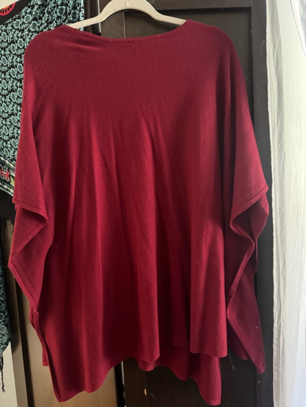Sioni Maroon Embellished Knit Poncho - Picture 9 of 12